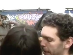 Couple has mutual masturbation and oral sex on a garbage belt