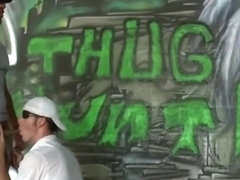 Ghetto thug sucked by white boys after gang graffiti