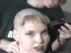 woman shaves bald