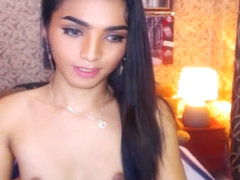 Hot Brunette Tranny Teasing her Viewers