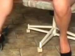 Heel dangling and orgasm