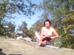 Russian nudist woman gets spied on at the beach