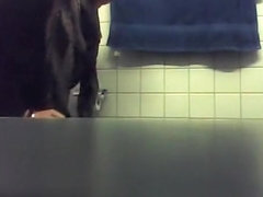 Blonde Peeing in Bathroom