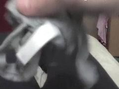 Shemale Masturbates And Cums In A Thong