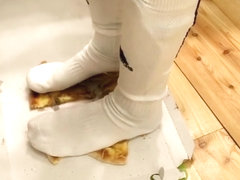 Having Fun With Pizza & Soccer Socks