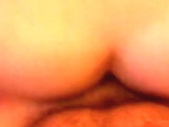 Wife bouncing on ball and cock