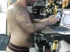 Workin in my garage In a jock