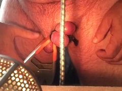 Penispain Upside down tied balls cbt and cumshot