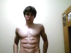 Teen With Super Abs Flexes His Muscles