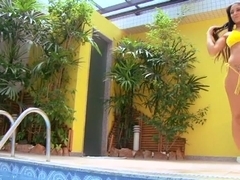 Hot poolside lalin girl slit fucking