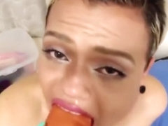 Charming teen latina with lips for Blowjob fucks creamy pussy