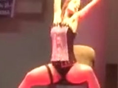 Hot brunette slut goes crazy stripping