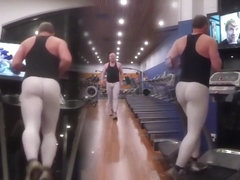 Guy in white spandex at the gym