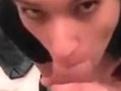 Sexy brunette blowing giant dick in POV