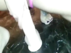 Large toy for her moist cum-hole