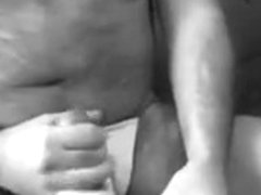 Mature man satisfies himself