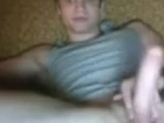 Hot Blonde Guy Enjoying a Smoke While Jerks Off