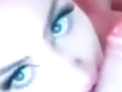 Beautiful blonde sucks on dildo