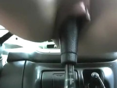 Sexy amateur fucking with car gearshift