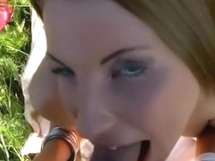 Babe riding a cock in the forest