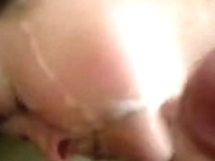 Sexy agreeable wife facial and jizz flow,damn