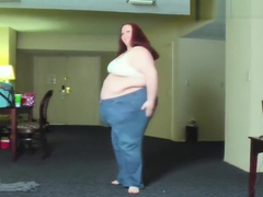 Fat Girl Walks And Strips From Clothes - SSBBW Weight Gain n Belly Show Off