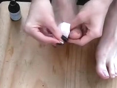 Foot fuck- painting toenails and getting cum on feet!