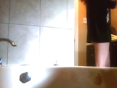 Petite asian brunette hidden shower cam