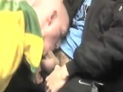 Hot lads in ultimate tram blowjob