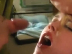 Chubby Blonde On The Floor Getting Full Of Cum