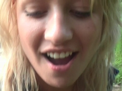 Betsy in slutty bimbo got her cunt fucked in the park