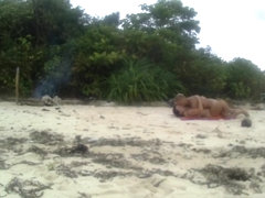Amateur yang couple were catched fucking on a public beach! Hidden cam