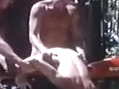 Hot gay threesome outdoors