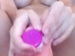 Sexy teen brunette dildoing on webcam
