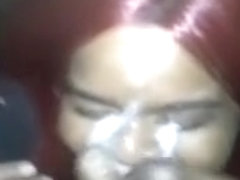 Darksome cutie receives enormous thick facial