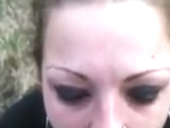 Goth gal gives a tit and oral job