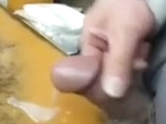 Japanese old man masturbation erect penis semen scene 2