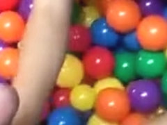 college kids have Sex in playpen of balls