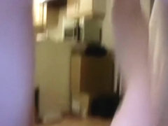 girl masturbates her trimmed pussy with a vibrator on the floor