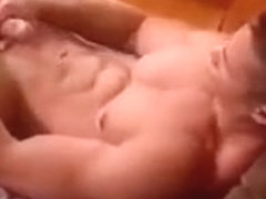 Muscular hunk slow masturbation