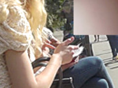 Blonde peach was caught in upskirt free video