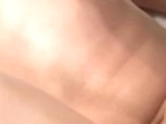 Petite Asian in pigtails takes two cocks