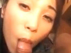 Horny Asian Sucks And Fucks Two Shafts In Threesome