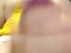 Horny shemale wanks her big fat cock