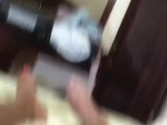 Latina with sexy long orange nails fingernails