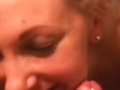 Cute Golden-Haired Weenie Gulp and Cheerful Spunk Fountain on Her Large Pantoons