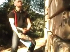 Skinhead Wanks Off Outdoors