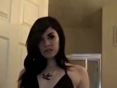 Beautiful Goth does blowjob and more