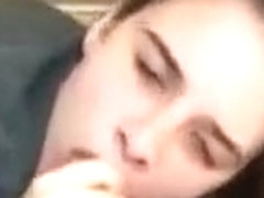 girl swallows cum after great blowjob