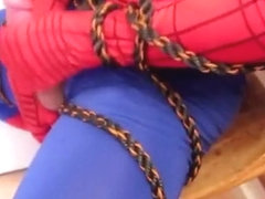 Tied Up Spiderman's Cock EXPLODES!!!